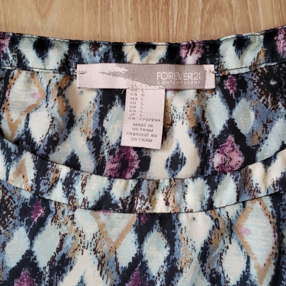 Forever 21 Blue Patterned Blouse - Picture 3 of 4